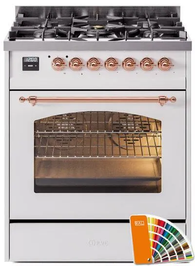 Ilve UP30NMPRAP Nostalgie Ii 30 Inch Dual Fuel Natural Gas Freestanding Range In Ral Custom Color With Copper Trim Freestanding Ranges freestanding dual fuel range 30 inch