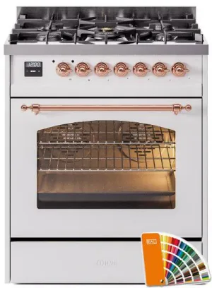 Ilve UP30NMPRAP Nostalgie Ii 30 Inch Dual Fuel Natural Gas Freestanding Range In Ral Custom Color With Copper Trim Freestanding Ranges freestanding dual fuel range 30 inch