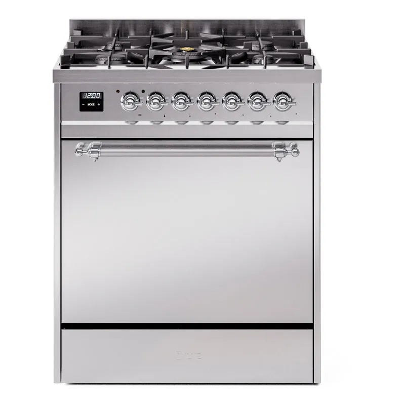 Ilve UP30QNMPSSCLP Nostalgie Ii 30 Inch Dual Fuel Liquid Propane Freestanding Range In Stainless Steel With Chrome Trim Freestanding Ranges freestanding dual fuel range 30 inch