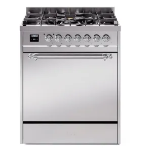 Ilve UP30QNMPSSCLP Nostalgie Ii 30 Inch Dual Fuel Liquid Propane Freestanding Range In Stainless Steel With Chrome Trim Freestanding Ranges freestanding dual fuel range 30 inch