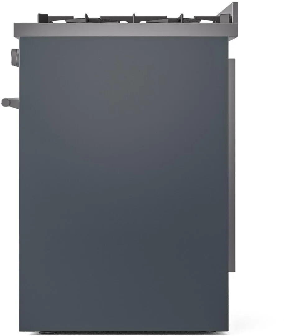 Ilve UP30WMPBGLP Professional Plus Ii 30 Inch Dual Fuel Liquid Propane Freestanding Range In Blue Grey With Trim