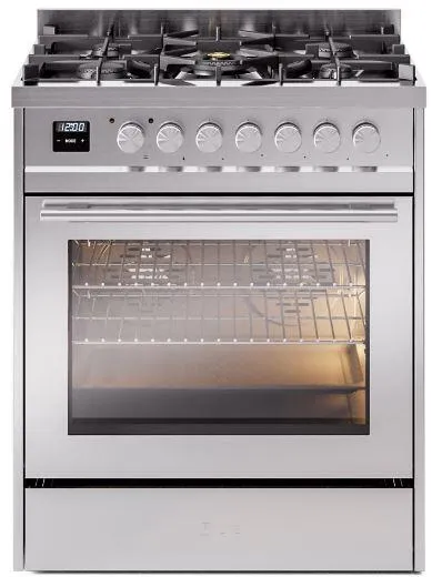 Ilve UP30WMPSS Professional Plus Ii 30 Inch Dual Fuel Natural Gas Freestanding Range In Stainless Steel With Trim Professional Ranges 6 burner professional gas range