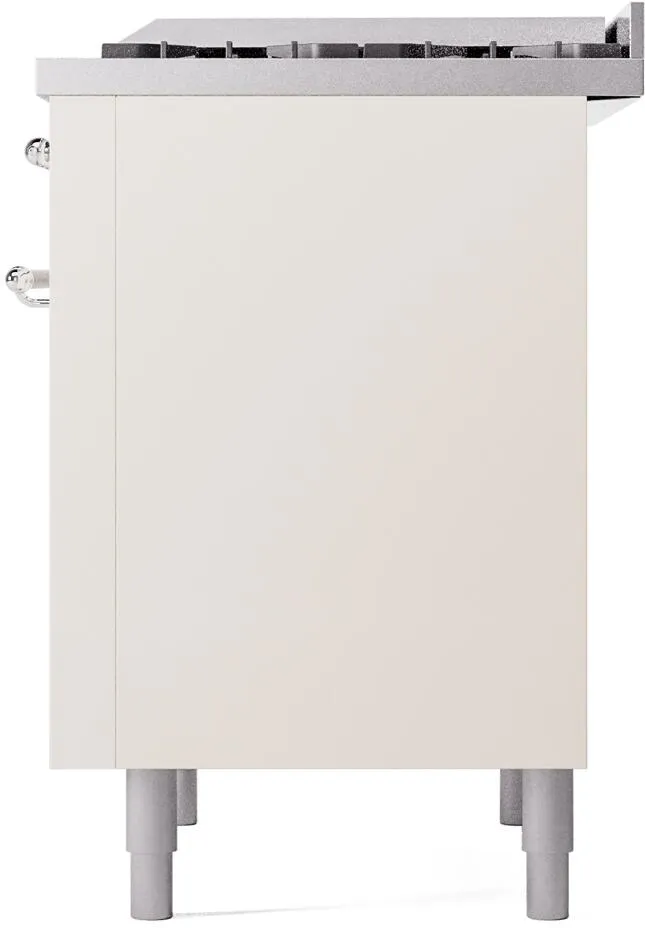 Ilve UP36FNMPAWCLP Nostalgie Ii 36 Inch Dual Fuel Liquid Propane Freestanding Range In Antique White With Chrome Trim