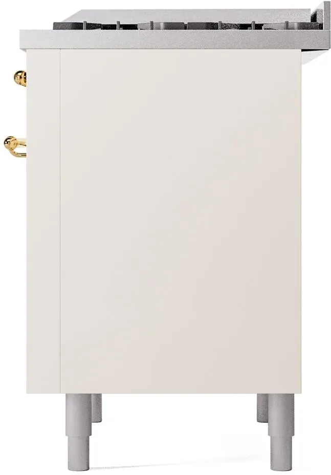Ilve UP36FNMPAWGLP Nostalgie Ii 36 Inch Dual Fuel Liquid Propane Freestanding Range In Antique White With Brass Trim
