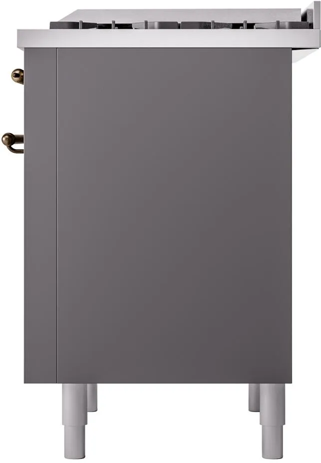Ilve UP36FNMPMGBLP Nostalgie Ii 36 Inch Dual Fuel Liquid Propane Freestanding Range In Matte Graphite With Bronze Trim