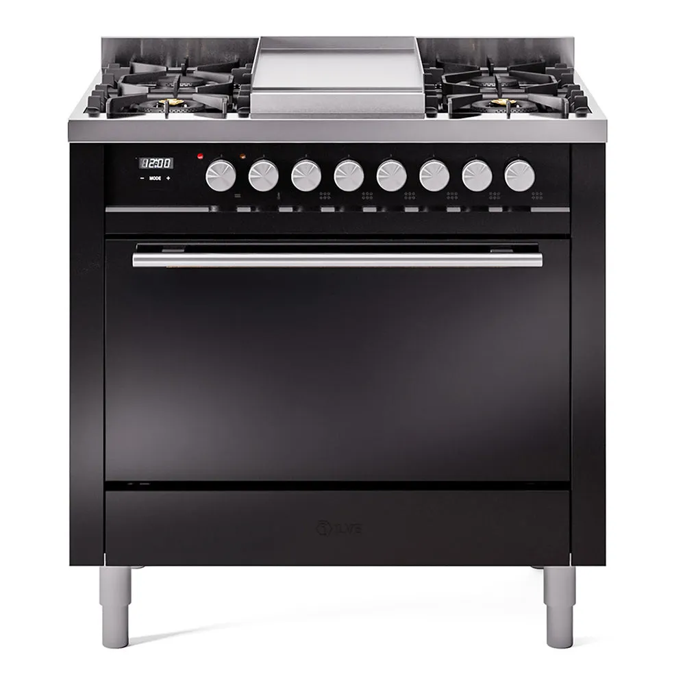 Ilve UP36FQMPBKLP Professional Plus Ii 36 Inch Dual Fuel Liquid Propane Freestanding Range In With Trim Professional Ranges 6 burner professional gas range