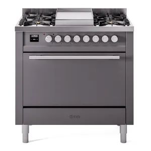 Ilve UP36FQMPMGLP Professional Plus Ii 36 Inch Dual Fuel Liquid Propane Freestanding Range In With Trim Professional Ranges 6 burner professional gas range