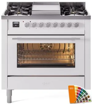 Ilve UP36FWMPRALP Professional Plus Ii 36 Inch Dual Fuel Liquid Propane Freestanding Range In Ral Custom Color With Trim Professional Ranges 6 burner professional gas range