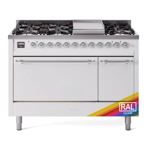 Ilve UP48FQNMPRAC Nostalgie Ii 48 Inch Dual Fuel Natural Gas Freestanding Range In Ral Custom Color With Chrome Trim Freestanding Ranges freestanding dual fuel range 30 inch