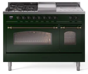 Ilve UP48FSNMPEGBLP Nostalgie Ii 48 Inch Dual Fuel Liquid Propane Freestanding Range In Emerald Green With Bronze Trim Freestanding Ranges freestanding dual fuel range 30 inch