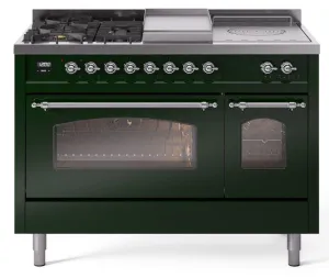 Ilve UP48FSNMPEGCLP Nostalgie Ii 48 Inch Dual Fuel Liquid Propane Freestanding Range In Emerald Green With Chrome Trim Freestanding Ranges freestanding dual fuel range 30 inch