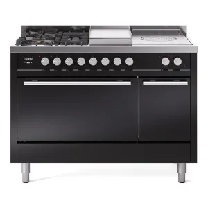 Ilve UP48FSQMPBKLP Professional Plus Ii 48 Inch Dual Fuel Liquid Propane Freestanding Range In Black With Trim Professional Ranges dual fuel professional range 36 inch