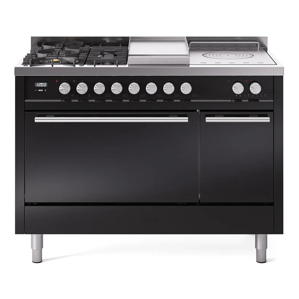 Ilve UP48FSQMPBKLP Professional Plus Ii 48 Inch Dual Fuel Liquid Propane Freestanding Range In Black With Trim Professional Ranges dual fuel professional range 36 inch