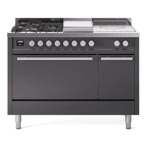 Ilve UP48FSQMPMGLP Professional Plus Ii 48 Inch Dual Fuel Liquid Propane Freestanding Range In Matte Graphite With Trim Professional Ranges dual fuel professional range 36 inch