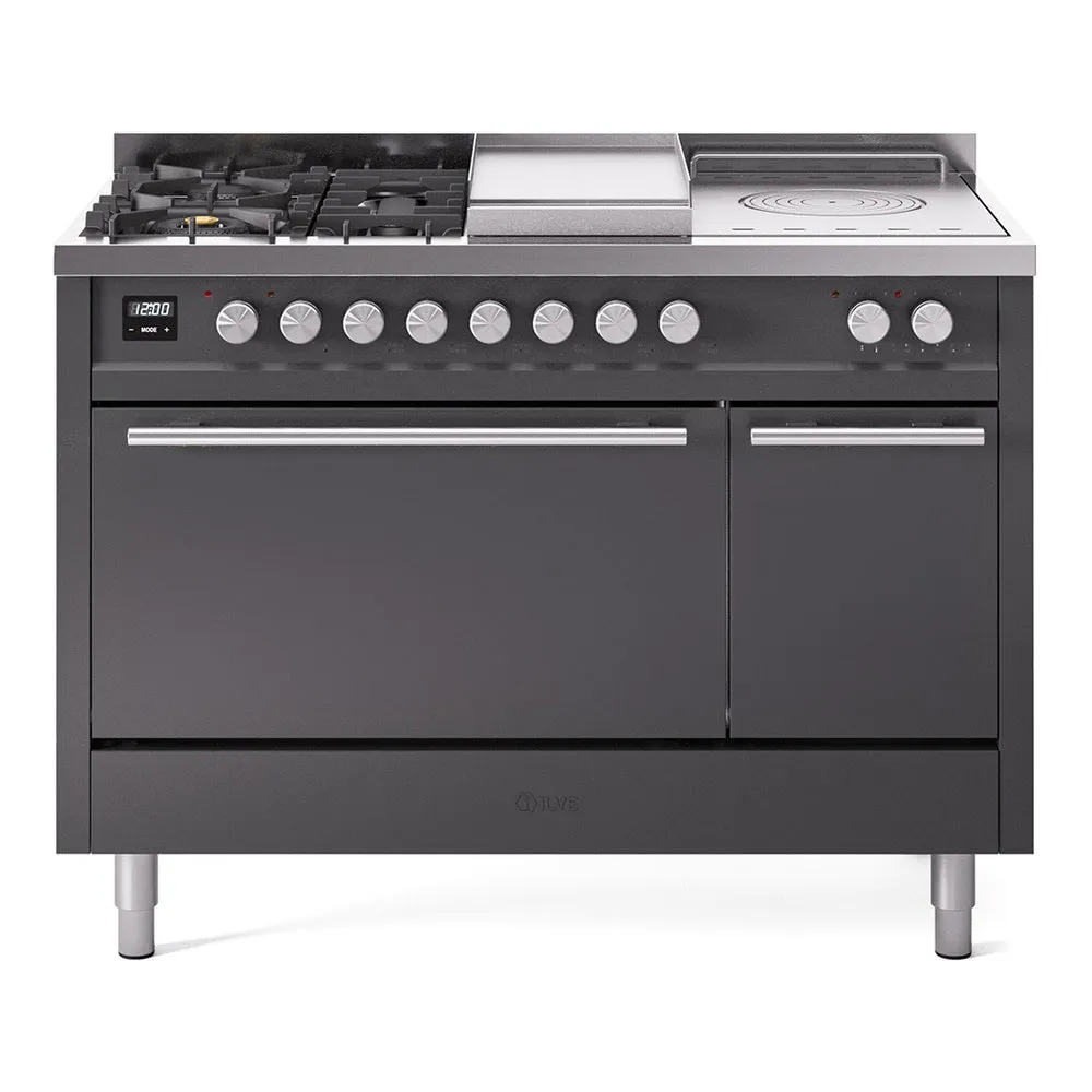 Ilve UP48FSQMPMGLP Professional Plus Ii 48 Inch Dual Fuel Liquid Propane Freestanding Range In Matte Graphite With Trim Professional Ranges dual fuel professional range 36 inch