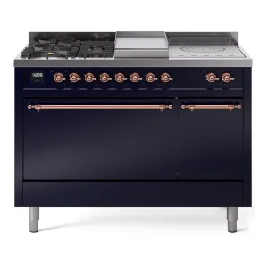 Ilve UP48FSQNMPMBPLP Nostalgie Ii 48 Inch Dual Fuel Liquid Propane Freestanding Range In Blue With Copper Trim Freestanding Ranges freestanding dual fuel range 30 inch