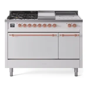 Ilve UP48FSQNMPWHPLP Nostalgie Ii 48 Inch Dual Fuel Liquid Propane Freestanding Range In White With Copper Trim Freestanding Ranges freestanding dual fuel range 30 inch
