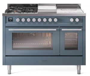 Ilve UP48FSWMPBG Professional Plus Ii 48 Inch Dual Fuel Natural Gas Freestanding Range In Blue Grey With Trim Professional Ranges dual fuel professional range 36 inch