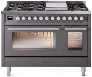 Ilve UP48FWMPMGLP Professional Plus Ii 48 Inch Dual Fuel Liquid Propane Freestanding Range In Matte Graphite With Trim Professional Ranges dual fuel professional range 36 inch