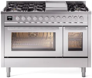 Ilve UP48FWMPSSLP Professional Plus Ii 48 Inch Dual Fuel Liquid Propane Freestanding Range In Stainless Steel With Trim Professional Ranges dual fuel professional range 36 inch