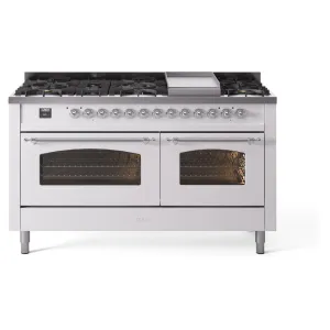 Ilve UP60FNMPWHC Nostalgie Ii 60 Inch Dual Fuel Natural Gas Freestanding Range In White With Chrome Trim Freestanding Ranges freestanding dual fuel range 30 inch