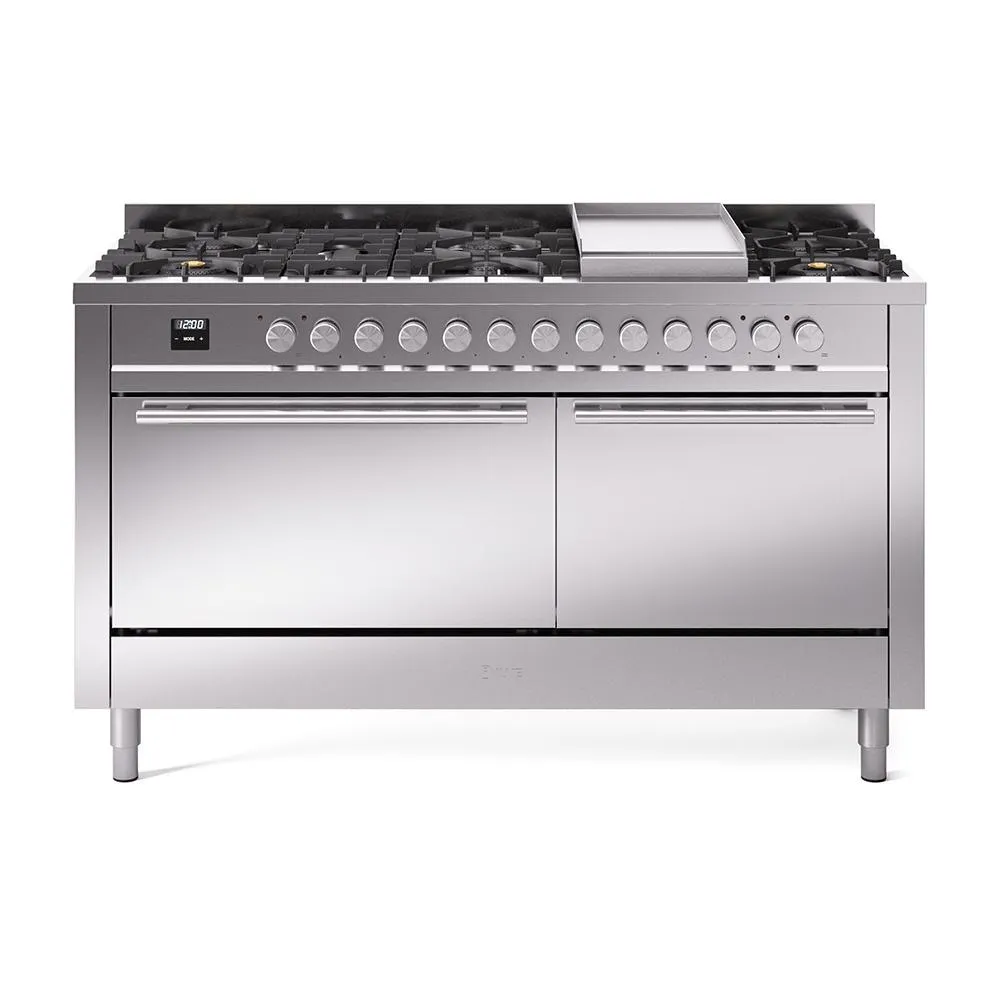 Ilve UP60FQMPSSLP Ilve Professional Plus Ii 60 Up60Fqmpss Freestanding Dual Fuel Range With 9 Sealed Burners Double Oven With Solid Door In Stainless Steel With Stainless Steel Knobs Freestanding Ranges freestanding dual fuel range 30 inch