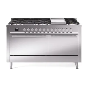 Ilve UP60FQMPSSLP Ilve Professional Plus Ii 60 Up60Fqmpss Freestanding Dual Fuel Range With 9 Sealed Burners Double Oven With Solid Door In Stainless Steel With Stainless Steel Knobs Freestanding Ranges freestanding dual fuel range 30 inch