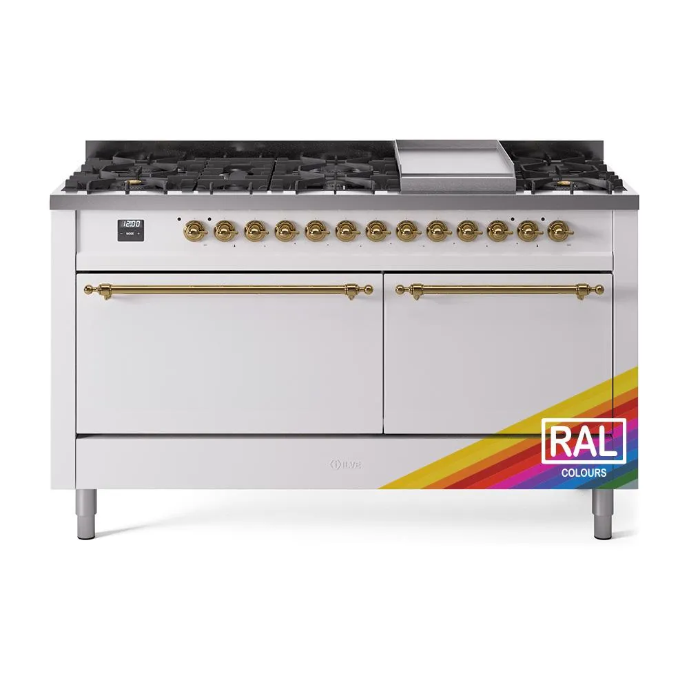 Ilve UP60FQNMPRAG Ilve Nostalgie Ii 60 Up60Fqnmprag Freestanding Dual Fuel Range With 9 Sealed Burners Double Oven With Solid Door In Ral Color With Brass Knobs Freestanding Ranges freestanding dual fuel range 30 inch