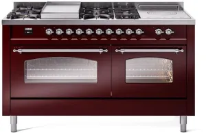 Ilve UP60FSNMPBUC Nostalgie Ii 60 Inch Dual Fuel Natural Gas Freestanding Range In Burgundy With Chrome Trim Freestanding Ranges freestanding dual fuel range 30 inch