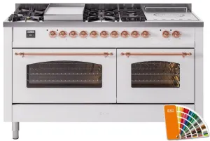 Ilve UP60FSNMPRAP Nostalgie Ii 60 Inch Dual Fuel Natural Gas Freestanding Range In Ral Custom Color With Copper Trim Freestanding Ranges freestanding dual fuel range 30 inch