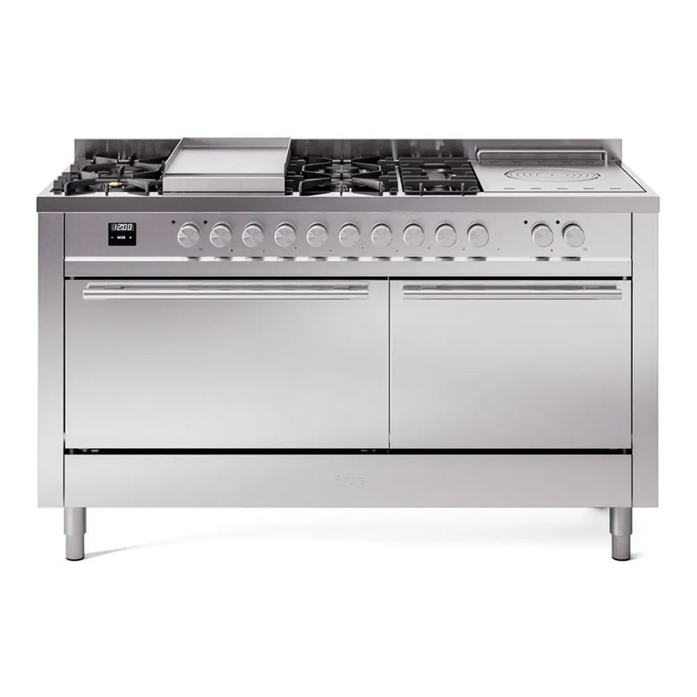 Ilve UP60FSQMPSSLP Professional Plus Ii 60 Inch Dual Fuel Liquid Propane Freestanding Range In Stainless Steel With Trim Professional Ranges dual fuel professional range 36 inch