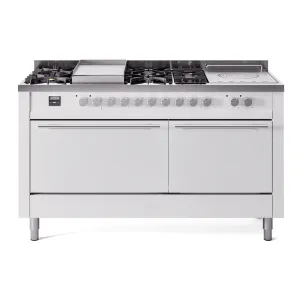 Ilve UP60FSQMPWHLP Professional Plus Ii 60 Inch Dual Fuel Liquid Propane Freestanding Range In White With Trim Professional Ranges dual fuel professional range 36 inch