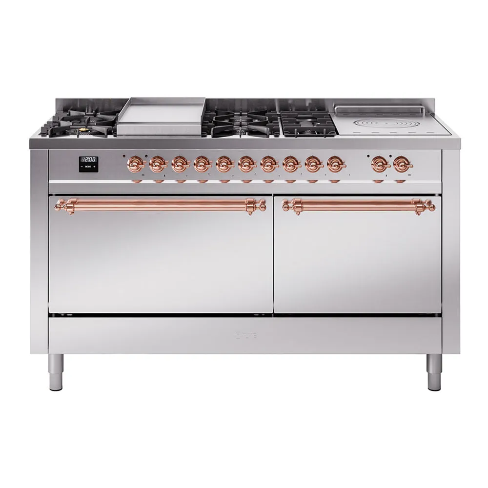 Ilve UP60FSQNMPSSP Nostalgie Ii 60 Inch Dual Fuel Natural Gas Freestanding Range In Stainless Steel With Copper Trim Freestanding Ranges freestanding dual fuel range 30 inch