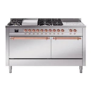 Ilve UP60FSQNMPSSP Nostalgie Ii 60 Inch Dual Fuel Natural Gas Freestanding Range In Stainless Steel With Copper Trim Freestanding Ranges freestanding dual fuel range 30 inch