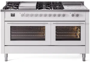 Ilve UP60FSWMPWHLP Professional Plus Ii 60 Inch Dual Fuel Liquid Propane Freestanding Range In White With Trim Professional Ranges dual fuel professional range 36 inch
