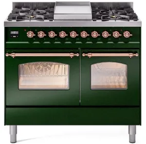 Ilve UPD40FNMPEGPLP Nostalgie Ii 40 Inch Dual Fuel Liquid Propane Freestanding Range In Emerald Green With Copper Trim Freestanding Ranges freestanding dual fuel range 30 inch