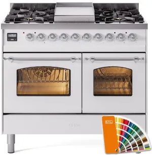 Ilve UPD40FNMPRACLP Nostalgie Ii 40 Inch Dual Fuel Liquid Propane Freestanding Range In Ral Custom Color With Chrome Trim Freestanding Ranges freestanding dual fuel range 30 inch