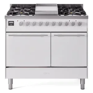 Ilve UPD40FQMPWHLP Ilve Professional Plus Ii 40 Upd40Fqmpwh Freestanding Dual Fuel Range With 6 Sealed Burners Yes Double Oven With Solid Door In White With Stainless Steel Knobs Freestanding Ranges freestanding dual fuel range 30 inch