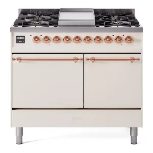Ilve UPD40FQNMPAWPLP Nostalgie Ii 40 Inch Dual Fuel Liquid Propane Freestanding Range In Antique White With Copper Trim Freestanding Ranges freestanding dual fuel range 30 inch
