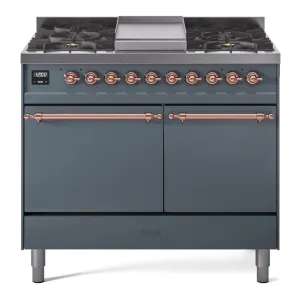 Ilve UPD40FQNMPBGPLP Nostalgie Ii 40 Inch Dual Fuel Liquid Propane Freestanding Range In Blue Grey With Copper Trim Freestanding Ranges freestanding dual fuel range 30 inch