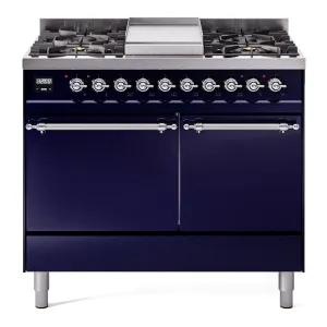 Ilve UPD40FQNMPMBC Nostalgie Ii 40 Inch Dual Fuel Natural Gas Freestanding Range In Blue With Chrome Trim Freestanding Ranges freestanding dual fuel range 30 inch