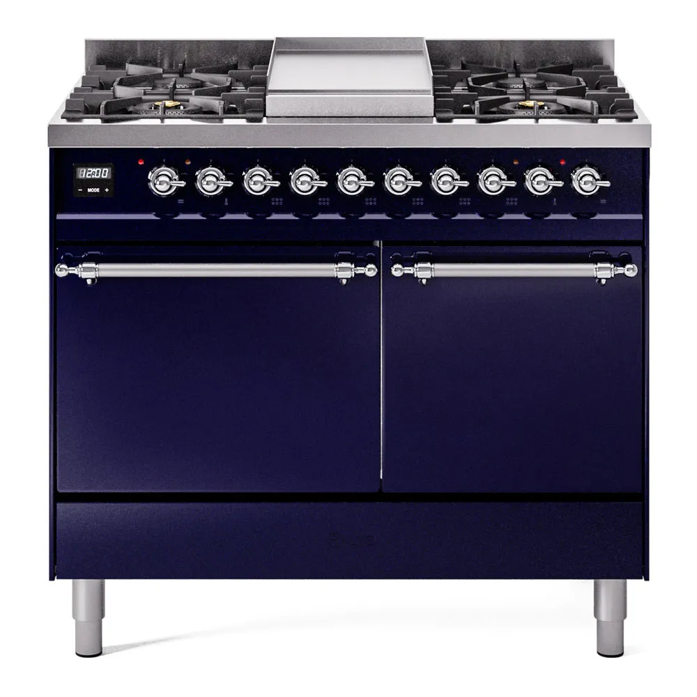 Ilve UPD40FQNMPMBC Nostalgie Ii 40 Inch Dual Fuel Natural Gas Freestanding Range In Blue With Chrome Trim Freestanding Ranges freestanding dual fuel range 30 inch