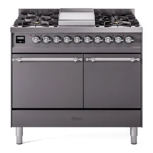 Ilve UPD40FQNMPMGCLP Nostalgie Ii 40 Inch Dual Fuel Liquid Propane Freestanding Range In Matte Graphite With Chrome Trim Freestanding Ranges freestanding dual fuel range 30 inch