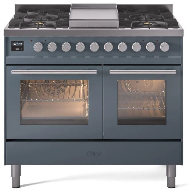 Ilve UPD40FWMPBG Professional Plus Ii 40 Inch Dual Fuel Natural Gas Freestanding Range In Blue Grey With Trim Freestanding Ranges freestanding dual fuel range 30 inch
