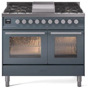 Ilve UPD40FWMPBG Professional Plus Ii 40 Inch Dual Fuel Natural Gas Freestanding Range In Blue Grey With Trim Freestanding Ranges freestanding dual fuel range 30 inch
