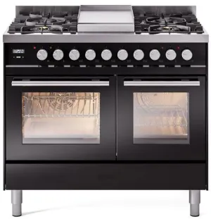 Ilve UPD40FWMPBKLP Professional Plus Ii 40 Inch Dual Fuel Liquid Propane Freestanding Range In Glossy Black With Trim Professional Ranges dual fuel professional range 36 inch