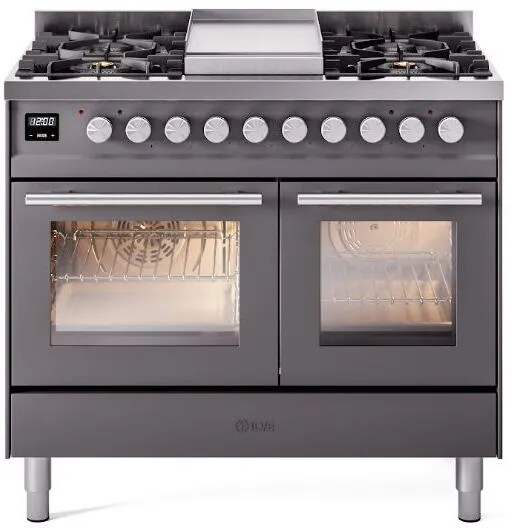 Ilve UPD40FWMPMGLP Professional Plus Ii 40 Inch Dual Fuel Liquid Propane Freestanding Range In Matte Graphite With Trim Professional Ranges dual fuel professional range 36 inch