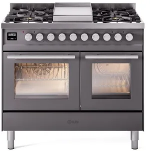 Ilve UPD40FWMPMGLP Professional Plus Ii 40 Inch Dual Fuel Liquid Propane Freestanding Range In Matte Graphite With Trim Professional Ranges dual fuel professional range 36 inch