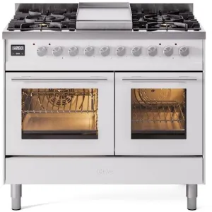 Ilve UPD40FWMPWH Professional Plus Ii 40 Inch Dual Fuel Natural Gas Freestanding Range In White With Trim Professional Ranges dual fuel professional range 36 inch