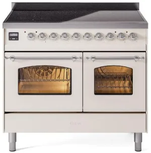 Ilve UPDI406NMPAWC Nostalgie Ii 40 Inch Electric Freestanding Range In Antique White With Chrome Trim Freestanding Ranges freestanding dual fuel range 30 inch